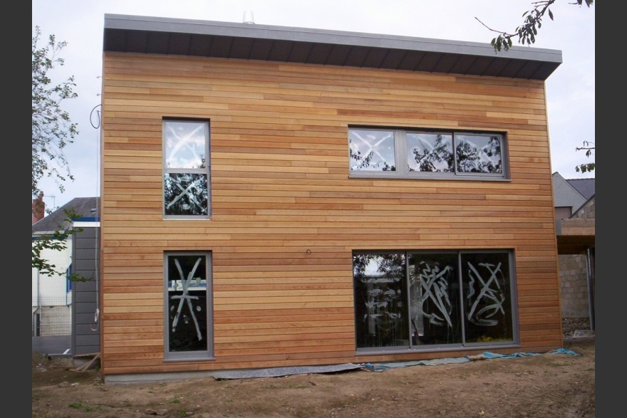 Maison bois contemporaine charpente monopente en Mayenne (53)