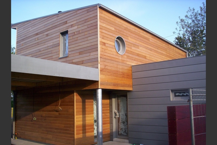 Maison bois contemporaine charpente monopente en Mayenne (53)