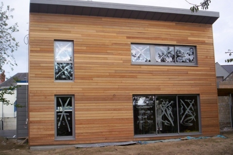 Maison bois contemporaine charpente monopente en Mayenne (53)